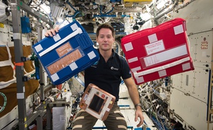 L'astronaute Thomas Pesquet à bord de l'ISS.