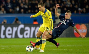 Le joueur belge de Chelsea Eden Hazard, le 17 février 2015 contre le PSG au Parc des Princes.