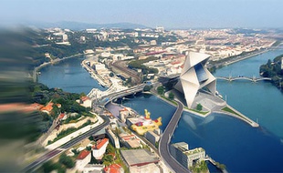 Le musée de la Convergence, parodie du futur Musée des Confluences à Lyon.