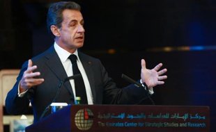 L'ex-président français Nicolas Sarkozy à Abou Dhabi le 13 janvier 2016