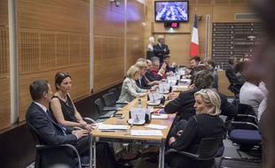 La commission d'enquête réunie à l'Assemblée dans le cadre de l'affaire Benalla.