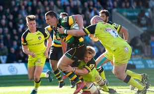 Le troisième ligne centre de Northampton Louis Picamoles face à Leicester, le 25 mars 2017 en championnat d'Angleterre.