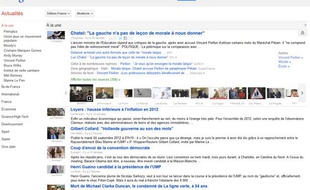 La page d'accueil de Google Actualités.