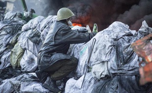 Manifestants anti-gouvernement à Kiev le 18 février 2014.