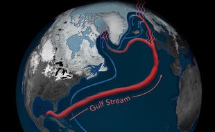 Modélisation du Gulf Stream dans l'océan atlantique.
