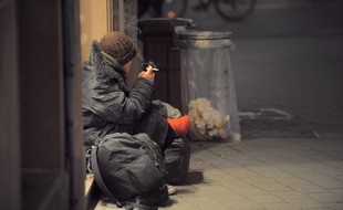 Un sans-abri à Strasbourg.
