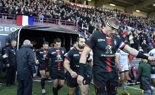 Le troisième ligne du Stade Toulousain Imanol Harinordoquy avant le coup d'envoi du match de Coupe d'Europe contre Oyonnax, le 21 novembre 2015 au stade Ernest-Wallon de Toulouse.
