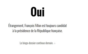 La réponse à : est ce que fillon est toujours candidat ?