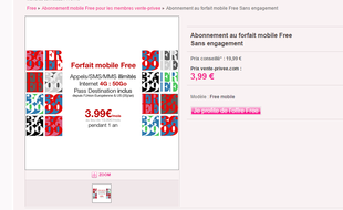 Free brade son forfait 50 Go sur Vente privéee.