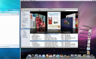 Les bureaux de Windows 7 et Mac OS X Snow Leopard