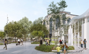 Image de synthèse du futur parvis sud de la gare de Nantes.