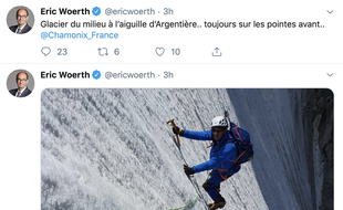 Eric Woerth, sur le sommet de l'Aiguille d'Argentière.