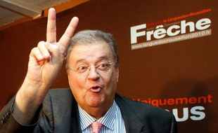 Georges Frêche, arrivé largement en tête du premier tour des régionales avec sa liste dans le Languedoc-Roussillon, le 14 mars 2010