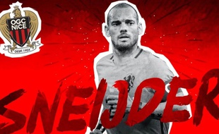 Wesley Sneijder a officiellement signé à Nice, le 7 août 2017 .