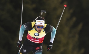 Martin Fourcade, lors du 20 km individuel aux Championnats du monde de biathlon à Antholz, le 19 février 2020.