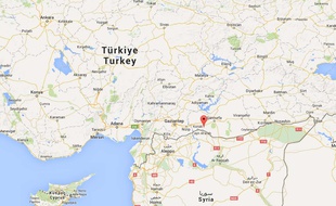 Carte d elocalisation dela ville de Suruç, en Turquie.