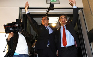 Georges Siffredi (à gauche) avec Patrick Devedjian, à Nanterre le 27 mars 2011.