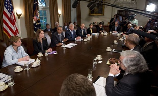 Barack Obama a réuni son cabinet pour une réunion d'urgence sur la crise Ebola, le 15 octobre 2014.