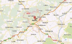 Région de Nimes, capture d'écran Google maps