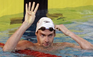 Le nageur français Camille Lacourt, lors des championnats de France de Dunkerque, le 19 mars 2012.