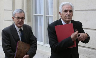 Stéphane Mantion, directeur général, et Jean-Jacques Eledjam, président de la Croix Rouge française à l'Elysée le 9 septembre 2013