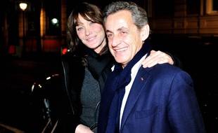 Carla Bruni et Nicolas Sarkozy à Madrid le 10 janvier 2018.