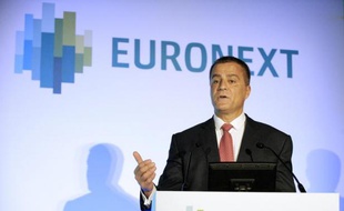 Le directeur général adjoint de NYSE Euronext, Dominique Cerutti, lors de l'introduction en Bourse de l'opérateur Euronext, le 10 juin 2014 à Paris
