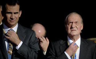 Le futur roi d'Espagne, Felipe, et son père Juan Carlos, roi de 1975 à 2014.