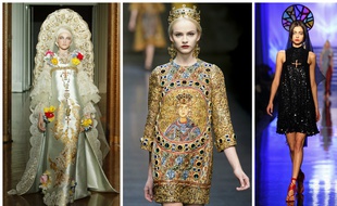 Défilé Christian Lacroix automne-hiver 2009-2010, défilé Dolce&Gabbana automne-hiver 2013-2014, défilé Jean Paul Gaultier printemps-été 2007.