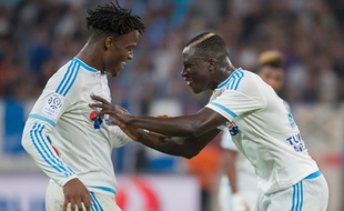 Michy Batshuayi et Benjamin Mendy au Vélodrome le 23 août 2015