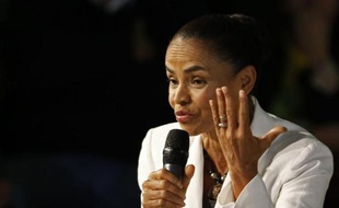 La candidate écologiste Marina Silva, le 5 octobre 2014 à Sao Paulo, au Brésil, après le résultat du 1er tour de la présidentielle
