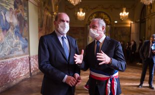 Jean Castex et le maire de Toulouse, Jean-Luc Moudenc (LR), lors d'une précédente visite.