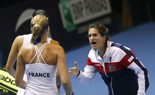 Amélie Mauresmo lors de la finale de Fed Cup le 13 novembre 2016.