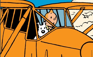 L'affiche de l'exposition Tintin et ses Avions, visible à partir de 22 mai 2018 au Musée Aeroscopia de Blagnac.