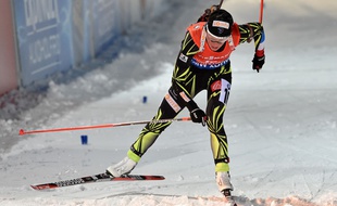 Marie Dorin-Habert aux Mondiaux de biathlon le 7 mars 2015.