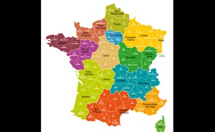 La carte de France à 13 régions telle que l'a votée l'Assemblée nationale le 23 juillet 2014.