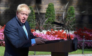 Boris Johnson lors de son premier discours en tant que Premier ministre, le 24 juillet 2019, à Londres