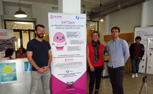 Charles (à g.), Laure Guéroult-Accolas et Benoît (à d.) ont développé ensemble ce chatbot, Vik, avec des informations fiables, accessibles et vulgarisées pour tous les patients atteints d'un cancer du sein et leurs proches.