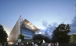 Au pied de la future tribune sud. La future fan zone sera elle installé devant la tribune est.
