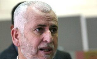Le ministre de l'Intérieur du Hamas, Said Siam, ici lors d'une conférence de presse le 8 juin 2008 près du terminal de Rafah, a été abattu par l'armée israélienne ce jeudi 15 janvier.