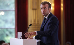 Emmanuel Macron à la conférence des ambassadeurs, à l'Elysée.