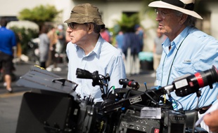 Woody Allen sur le tournage de Café Society