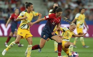 La Norvège affronte l'Australie lors de la Coupe du monde féminine de football, le 22 juin 2019 à Nice