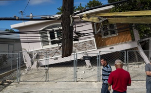 Une maison touchée par un séisme à Guanica, le 6 janvier 2020, sur l'île de Porto Rico.