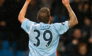 L'attaquant de Manchester City, Craig Bellamy, lors d'un match de coupe UEFA contre Copenhague, le 26 février 2009 à Manchester.