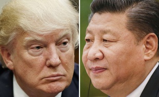 Photomontage de Donald Trump et Xi Jinping.