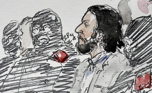 Illustration du procès de Salah Abdeslam qui s'ouvre à Bruxelles le 5 février 2018.