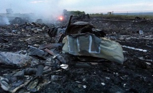 Des débris de l'avion de la Malaysia Airlines écrasé en Ukraine, le 17 juillet 2014 près de Chakhtarsk, en Ukraine