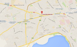 Google map de l'Assemblée nationale de Tunis, en Tunisie.