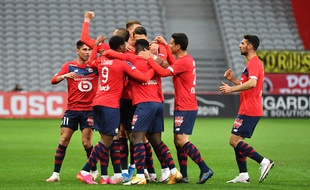 La joie des Lillois après l'ouverture du score face à Nice